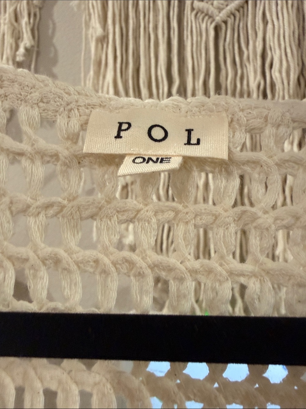 POL Cream Crochet Embroidered Vest with Navy Accents - Picture 4 of 5